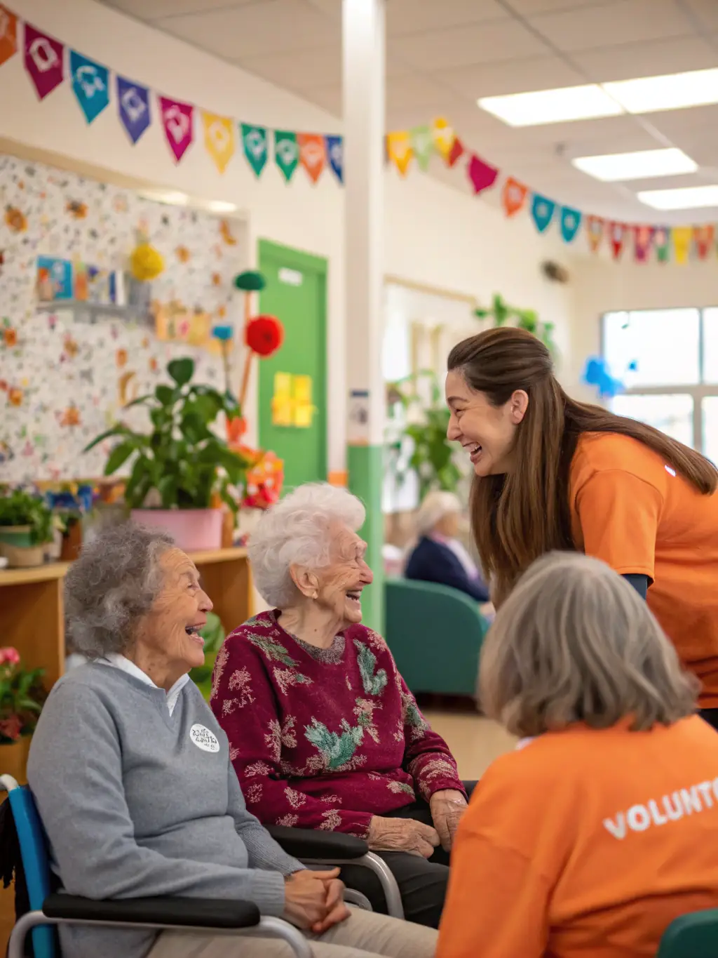 A heartwarming image of volunteers from COMITE DES FETES FONTENAY assisting elderly residents during the 'Christmas Cheer' program, delivering festive meals and gifts.